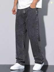 MEIXN Men Straight Fit Mid Rise Grey Jeans
