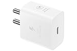 Samsung Original 25W USB Type-C Travel Adaptor Without Cable for Google Pixel, Xiaomi, Motorola, iPhone, Samsung Galaxy Tab S/A Series, Galaxy S10/M54/M55/A80/A90/S25/S24, White