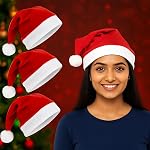 Christmas Santa Cap (Pack of 3) | Free Size | Soft & Comfortable Festive Cap for Kids and Adults | Ideal for Parties, School Events, Photoshoots & Holiday Dress-Up | Christmas Gift for Kids