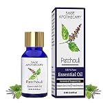 Sage Apothecary Patchouli Essential Oil 100% Pure & Preservative Free for Therapeutic grade for Skin Care, Hair Care, Relief from Stress, Anxiety and Aromatherapy 10 ML