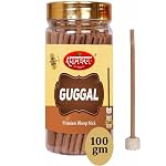 Shyam Charan Natural Guggal Dhoop Sticks for Pooja 60 Sticks Each Jar | Bambooless Incense Aroma for Home/Office | Dry Dhup for Puja with Holder Stand | Best for Long Lasting Fragrances(100gm)