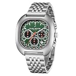 Daniel Hechter Paris Broadway Collection Chronograph Watch for Men with Emerald Green Square Dial | Tachymeter Bezel, Date Display & Silver Stainless Steel Strap – DHM1033-55