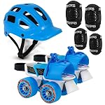 Jaspo Kids Delite Intact Junior Roller Skates Combo (Skates+Helmet+Knee+Elbow) Suitable for Age Upto 5 Years, Adjustable Skates-18 to 21 cms-Color-Blue (Blue)