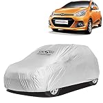 KINGSWAYÂ® Grand I10 Car Body Cover Dustproof for (Year 2013 to 2017) All Model, Compatible with Hyundai Grand I10 Car Cover, Comes with Bird Droppings, Scratch, UV and Paint Protection, Silver Matty