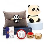 Oblivion Rakhi for Brother â Cute Panda Design Kids Rakhi with Decorative Panda Shape Night Lamp, Silver Color Pooja Coin, Greeting Card & Tilak Set â Tradtional Raksha Bandhan Combo for Kids