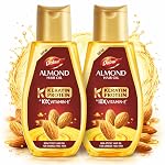 Dabur Almond Hair Oil – 500ml | Provides Damage Protection | Non Sticky Formula | For Soft & Shiny Hair | With Almonds, Keratin Protein, Soya Protein & 10X Vitamin E (Pack of 2)