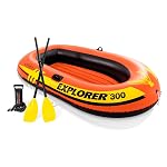 Intex Explorer 300, 3-Person Inflatable Boat Set with French Oars and High Output Air Pump