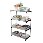 4 Tier Book Self Portable Book Shelf, Kids Books Racks for Home Plastic, Bookshelf for Home, Book Shelves, Stand, Organizer, Book Rack for Study Room/Library/Bedroom-(4-Shelf) (4 layer without Fabric)