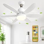 Gesto B22 Socket Fan with LED Light & Remote, Mini Ceiling Fan with 3 Speed & 3 Color Dimmable Light, Portable Bulb Fan for Kitchen, Bathroom, Pooja Room, Study Room, Small Office – 16.5 Inch