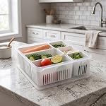 HomeWiz Fridge Storage Containers Large 6-Grid | Air Tight Storage Container Set | Fridge Organiser Storage Boxes | Food Grade BPA-Free Plastic Containers |Stackable & Transparent|Removable Mini Boxes