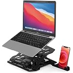 GIZGA Essentials Laptop Stand Riser for 12 to 15.6 Inch Laptop, MacBook, Tablet| Ergonomic Height/Angle Adjustable Stand with Phone Holder, Heat Dissipation, Anti-Slip Base, Portable Lightweight ABS