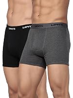 Levi’s 001 Classic Boxer Brief for Men | 100% Pure Cotton | Solid | Mid-Rise Men’s Underwear | Anti-Roll Waistband | Durable Comfort with Extra Supportive Gusset | Functional Fly | Pack of 2