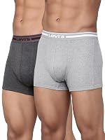 Levi’s 003 Classic Trunk for Men | 100% Pure Cotton | Solid | Durable Comfort | Breathable Men’s Underwear | Anti-Roll Waistband | Extra Supportive Gusset | No Ride-Up Leg Fit | Pack of 2