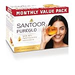 Santoor PureGlo Glycerine Soap with Almond Oil and Glycerine, 125g for Nourished Glowing Skin