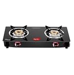 Pigeon Ignia 2 Burner Gas Stove | Brass Burner | Easy Cleaning | Toughened Glass | 2 year Warranty