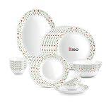 Treo by Milton Opalware Aurelia Meena Dinner Set of 21 | Serving for 6 | Microwave & Dishwasher Safe | Bone-Ash Free | Tempered Toughness | Plates & Bowls | Crockery Set for Dining & Gifting