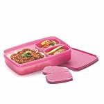 Signoraware Plastic Compact Lunch Box, 3N Containers with 3N Seals, Pink