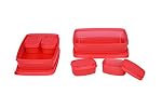 Signoraware Plastic Compact Lunch Box Set, 1.05 litres, Set of 2, Water Melon Red