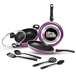 Milton Pro Cook Induction Cookware & Gas Stove Friendly Kitchen Jewel 7 Pc Non Stick Cookware Set | Fry Pan | Kadhai with Glass Lid | Dosa Tawa | Durable 5-Layer Non Stick Coating | Dark Purple