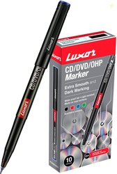 LUXOR Blue CD/DVD/OHP Marker (Set of 10, Blue)
