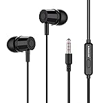 Kratos E02 Black Wired Earphones with 3.5mm Jack in-line Mic Control for Clear Calling & Music, Multi-Functional Controller,Sweat Resistant,Comfort Fit Wired Ear Phones,Compatibility with All Mobiles