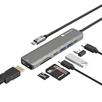 Portronics Mport 52 USB C Hub Dock (7-in-1), Multiport Adapter with 4K HDMI, 60 W PD Charging, USB 3.0/2.0 & USB Type-C Data Ports at up to 10 Gbps, microSD & SD Card Reader for Laptops(Grey)