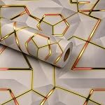 Wings Star Wall Stickers DIY Wallpaper (45 x 500 CM, Beige & Gold) | Self Adhesive PVC Roll | Home Decoration for Living Room Hall Bedroom | Easy Peel and Stick Decor Paper