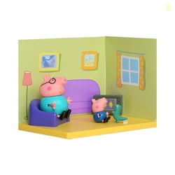PEPPA PIG Living Room Themed Preschool Toy with Daddy Pig and George,