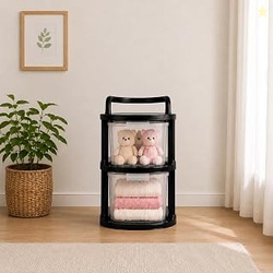 Plastic Storage Drawer with Wheels | Stackable Storage Cabinet for Bed