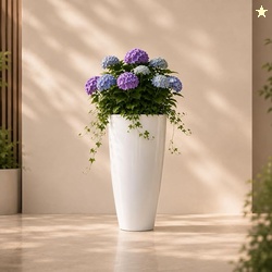 Ocean Mart Plastic Tower Pot Plant 14 Inch | Large Flower Pot for Indo