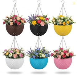 Ocean Mart Euro Hanging Planters - 6 Pcs (7 Inch, Multicolor) | Decora