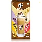 Bevzilla Premium Glass & 25 Flavoured Coffee Sachets/Pouch Box | Butte