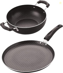 Polka-Dot Non Induction Base Non Stick Aluminium 2 Piece Pots and Pan