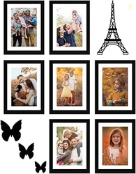 Set of 7 Photo Frames (6 X 8 Inch - 7) With Mount Paper & 3 Butterfly