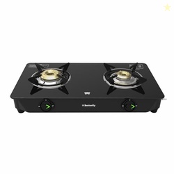 Butterfly Bleu Ray 2 Burner Glass Top Gas Stove | Removable Drip Tray