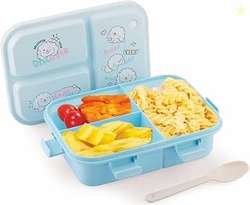 ATTRO Joy Kins Plastic Lunch Box  3 Compartment Bento Tiffin, Leak-Pro