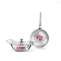 Crystal TriPro Triply Stainless Steel 3 Pcs Cookware Set | Kadai 22cm