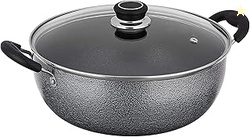 Mumma's LIFE Non-Stick Kadhai with Glass Lid (26 cm, Hammertone Finish