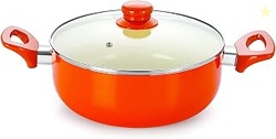 Non Stick Induction Casserole with Glass Lid, 2.6 Liter, Orange