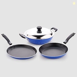 Induction Base Nonstick Cookware Set - 4-Pcs | Tawa 250 mm + Fry Pan 2