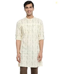 Fabindia NUIndian Striped Short Kurta with Mandarin Collar