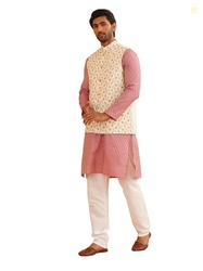 SOJANYA (Since 1958 Men's Ethnic Motifs Woven Design Silk Blend Kurta