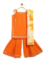 Tiber Taber Straight Kurta Sharara Set With Dupatta