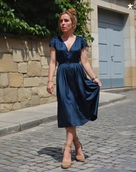 Buda Jeans Co Women Pleated A-Line Satin Dress
