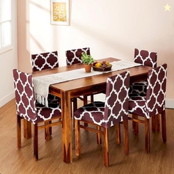 Polyester Spandex Geometrical Dining Chair Cover, Stretchable & Washab