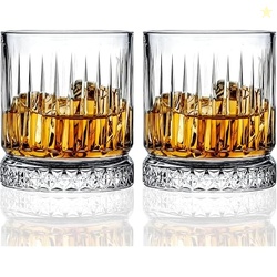 CASAQUA Elegant Crystal Whiskey Glasses - 320 ML, Set of 2, Bar Drinki