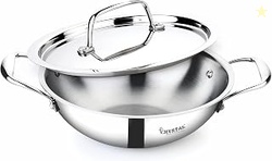 Crystal TriPro -Triply Stainless Steel Kadai with Lid - 20 cm (Inducti