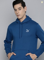 Puma Men Blue Printed Classics Hooded Regular Fit Sweatshirt (XL) by M
