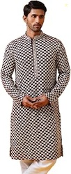 (Since 1958 Men's Cotton Thread Embroidered Long Kurta