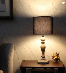 tu casa Mango Wood Table Lamp | Black Cotton Shade | Cobra Saffron Pri